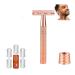 Jodial Razor The Safetyedge Razor Jodial Rose Gold Double Safety Razor reusable razor with 5 platinum -coated Double Edge Safety Razor Blades (Color: Rosegold Size: Base M Base Model Rosegold