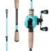 Sougayilang Baitcaster Combos light baticasting combo 2 sections M/MH Baitcasting Rod Combo 5.9ft/6.9ft fishing rod and roll-kit blue 2.1m-left handed combo