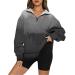 Creoqiji sweater oversize women women's sweater printed fashionable casual bag long-sleeved collar with zipper clothing women sweater gray xxl