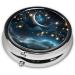 Portable 3 Compartment Pill Box - Nightsky Hanging Moon & Stars - Travel Medicine Organizer - Unique Gift for Vitamins & Fish Oil - Metal Pill Case for Purse & Pocket - Buy Online on GoSupps.com