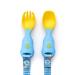 BIBaDO - Handi Toddler Cutlery Set Food Safe Baby Cutlery Toddler Fork and Spoon Set Toddler Eating Utensils for Babies 6 Months and Up Also Attaches to BIBaDO Coverall Bib - Speedy Dinos