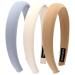 BOMTTY 3 PCS Headbands for Women   Fashion Wide Headbands for Girls Thick Soft Padded Headband (Blue+Beige+Khaki) Yellow Blue Green Beige Khaki Purple