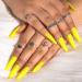 Sethain Glossy Ballerina False Nails Blue Pure Fake Nail Long Full Cover Coffin Press on Nails for Women and Girls (Yellow) - Buy Online on GoSupps.com
