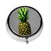 Cartoon Pineappleround Pill Box 3 Compartment Round Pill Box Organizer Portable Travel Pill Box for Traveling.