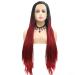 Drag queen afro america box braided wigs black roots ombre mermaid red synthetic lace front wigs for women women cosplay party long braids hair