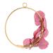 COOLHIYA Wrought Iron gate Hanging Wreath Rose Pendant Faux Sunflowers Artifical Flower Arrangement Rosy 20x20cm