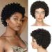 Ms Taj Short Human Hair Afro Wigs for Black Women Brazilian Virgin Short Curly Afro Wigs Human Hair 150% Density Natural Black (style two) (Natural Black, afro kinky) Natural Black afro kinky