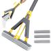 Sponge Floor Mop,Squeeze Roller Mop with 3 Pcs Absorbent Sponge Heads,42" Long Handle Hand PVA Squeeze Mop for Hardwood Home Kitchen Floor Cleaning