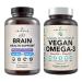 AMANDEAN Brain & Vegan Omega-3 Bundle: Magnesium Threonate USA-Grown Lion s Mane 6:1 Alpha-GPC & Algae DHA/EPA. Plant-Based Essential fats for Brain Eye Heart & Skin Health. Fish Oil Alternative.