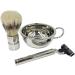 Kjyr Portable Men's Razor Brush - 5-in-1 Shaving Set for Wild Boar Beards | Safety Razors Double-Sided Mirror & Soap Cup Stand - Buy Online on GoSupps.com