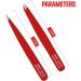 Professional Stainless Steel Precision Tweezers Set - 2 Pcs for Eyebrows, Ingrown Hair, Facial Hair Removal - Red - Buy Online on GoSupps.com