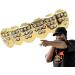 Gold Plated Hiphop Tooth Grillz Caps with Rhinestones Gold Plated Grillz Teeth - Copper Plated Gold Tooth Caps for Cosplay Costumes Portable Mouth Grillz Lower Teeth - Buy Online on GoSupps.com