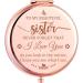 To My beautiful Sister Rose Gold Compact Travel Cosmetic Makeup Mirror  Handheld Small Portable Pocket Folding Mirror for Sister Girl Birthday  Graduation  Wedding  Christmas  Friendship Gifts