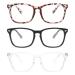 Gaoye 3-Pack Reading Glasses Blue Light Blocking Computer Readers Anti UV Ray Fashion Square Nerd Eyeglasses Frames Women Men G1 Matte Black & Leopard & Transparent 0.0 x