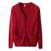 Men's Long-Sleeve Soft Touch Cardigan Sweater Regular Fit Casual Thick Knitted Top V Neck Buttons Sweater Coat with Pockets (Red,Medium)