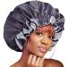 Cooling Satin Lined Bonnet Sleep Cap Hat | Unisex Women Beauty Silk Bonnet | Black One Size - Buy Online on GoSupps.com