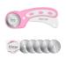 45mm Rotary Cutter with 5pcs Extra Blades, Ergonomic Handle Rolling Cutter with Safety Lock for Fabric, Leather, Crafting, Sewing, Quilting, Fabric Rotary Cutter Perfect for Left & Right Hand(Pink) 45mm Rotary Cutter Pink