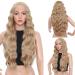 Sangrui wig blond lace front wig long curly 75 cm artificial hair middle section nature wavy wave long cosplay party mixed blonde wigs for women curly body wave long lace Front wigs 75 cm mixed blonde