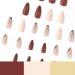 YOSOMK Almond Burgundy Sequins Press on Nails - Medium French Design Glitter Acrylic False Nails for Women - Buy Online on GoSupps.com