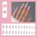 Justotry 24-Piece Press-On Nails - Short Pink & Light Blue Almond Acrylic Nails with Designs - Nude French Fake Nails for Women & Girls - Buy Online on GoSupps.com