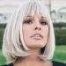 HAIRCUBE 12 Inch Blonde to White Bob Wigs with Bangs Ombre to Blonde Hair Synthetic Heat Resistant for Women Creamy White