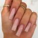 YOSOMK Square Press on Nails Long Pink Nude Fake Nails Press On Glossy Acrylic Nail Artificial False Nails for Women With Glue on Static nails 10 GLOSSY PINK SQUARE