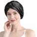 Arqumi Silk Bonnet Large Silk Hair Wrap for Sleeping Double-layer Satin Bonnet Adjustable Hair Bonnet Sleep Cap with Button Stay On Head for Long Curly Thick Black Hair for Women Hair Care Black B (1PCS) Black