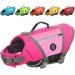 Emust life jacket dog for boats waterproof dog vest with rescue handle comfortable dog chimney medium with D-ring for dog leash for rafting surfing canoeing m pink