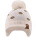 XIAOHAWANG Knitted Baby Hat with Fleece Lining and Pompom | Beige Dot Toddler Kids Beanie 4-7 Years - Buy Online on GoSupps.com