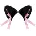 Faux Furry Cat Ears Hair Clip with Bell Anime Cosplay Fancy Headband A Black-inner Pink