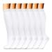 DRESHOW Compression Socks for Women & Men Compression Socks for Sports Running Air Travel Cycling 7 Pack White SM