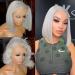 TD Hair Grey Bob Wigs T Part 13x1x4 Lace Front Wigs Brazilian Virgin Hair with Baby Hair Pre Plucked Silky Straight Middle Part Grey Wigs 180% Density for Black Wome (8inch, #GREY) 8 Inch #GREY