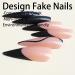 Extra Long Black French Tip Stiletto Press-On Nails | Glitter Wavy Lines | Reusable Acrylic Fake Nails for DIY Manicure - Buy Online on GoSupps.com