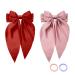 wimony 2 PCS Hair Bow for Women Girls Red Hair Bow Chiffon Hair Bow Ribbon Hair Clips Large Hair Bowknot Clips French Hair Clips Barrettes French Style Ribbon Bows for Wedding(Red and Pink) Pink and Red
