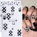 Nail Art Stickers Decals  Self Adhesive Nail Stickers Nail Art Supplies Black White Nail Designs 3D Checkerboard Flame Star Moon Smile Line Nail Stickers for Acrylic Nails Women Manicure Decorations