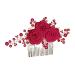 HONMEET Rose Hair Comb Rose Head Decor Hair Jewelry Comb Rose Flower Hair Comb Wedding Hair Accessories for Brides Bride Hair Side Comb Wedding Hair Comb Bride Side Comb Red Zinc Alloy