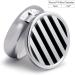 Round Black and White Stripes 3 Compartment Pill Box | Portable Metal Pill Organizer & Decorative Medicine Case - Buy Online on GoSupps.com