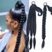Sharopul Long braids up Ponytail Extension DIY Hair Styles can be Reused Wrap on the top with Hair Tie Woman Braiding Ponytail (24inch  1B) 24 Inch 1B
