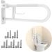 Toilet Grab Bar 22.4 Inch ZUEXT White Anti-Slip Support Rail U Shaped Flip-Up Grab Bar with Paper Holder Stainless Steel Knurled Handicap Safety Handrails for Disabled Elderly Pregnant 24IN White