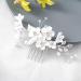 Latious Silver Flower Bridal Hair Comb | Pearl Hair Clip for Wedding Bride - Floral Hair Piece Accessory for Women & Girls - Buy Online on GoSupps.com