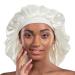 Alnorm Satin Sleep Cap Extra Large Double Layer White One Size One Size White