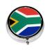 South Africa Flag Portable Metal Pill Box Round Mini 3-Compartment Plastic Insert hinged Fastening Design Suitable for Small Pills Must-Have for Travel Black