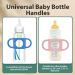 3 Pack DR Brown Bottle Handles - Baby Bottle Holder for 8oz Narrow & Wide-Neck Bottles - Food Grade Silicone, BPA Free, Dishwasher Safe - Baby Grasp Teaching - Blue Pink Green - Buy Online on GoSupps.com