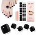 Semi Cured Gel Nail Strips 32 Pcs Black Gel Toenail Sticker Gel Toeail Strips Full Wraps Adhesive Semi Cured Gel Toenail Wrap Pedicure Set with Nail File & Stick (UV/LED Lamp Required)