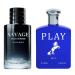 Savage Pour Home & Play Blue Cologne for Men Eau De Toilette Natural Spray (Inspired by Sauvage & Pool Blue) 3.4oz Fl Oz/100ml each (Pack of 2) Savage and Play Blue 1.7 Fl Oz (Pack of 2)