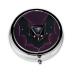 Black Ghost Batround Pill Box 3 Compartment Round Pill Box Organizer * Portable Travel Pill Box for Traveling.