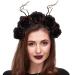 Unicra Halloween Flower Headband Black Rose Headhoop Antler Hairband Day of The Dead Headbands for Costume Party Accessory for Women