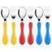 Vicloon Baby Fork and Spoon 6 PCS Toddler Utensils Spoons Forks Tableware Set Stainless Steel Toddler Utensils Baby Forks and Spoons Baby Feeding Cutlery Utensils Weaning Spoons for Kids Red/Blue/Yellow