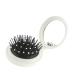 Ladies Girls Handbag Purse Pocket Round Compact Small Hair Brush Mirror (White)