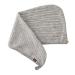Bamboo microfiber hair towel wrap gray striped fast drying shower turban with button super absorbent anti-frizz bath (color: 6E502293-B)